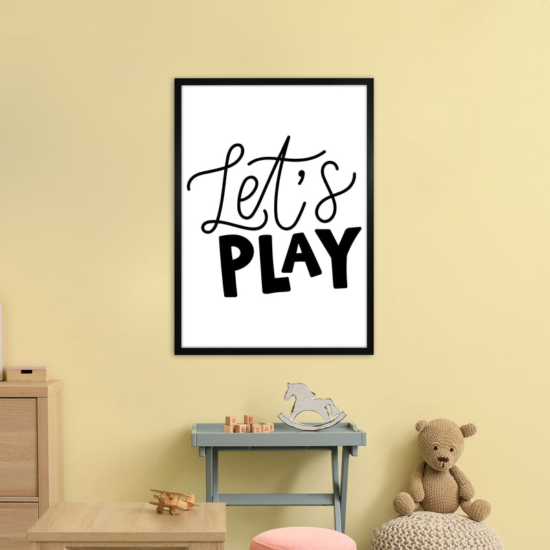 Let'S Play Black  Art Print by Pixy Paper A1 White Frame