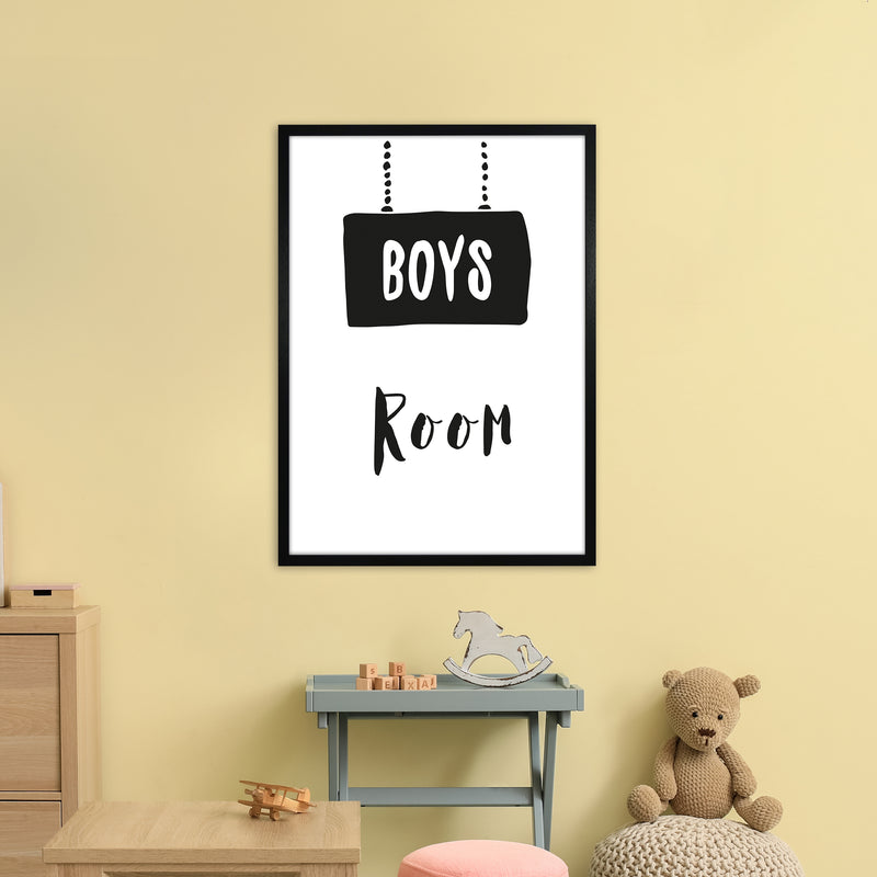 Boys Room Black  Art Print by Pixy Paper A1 White Frame