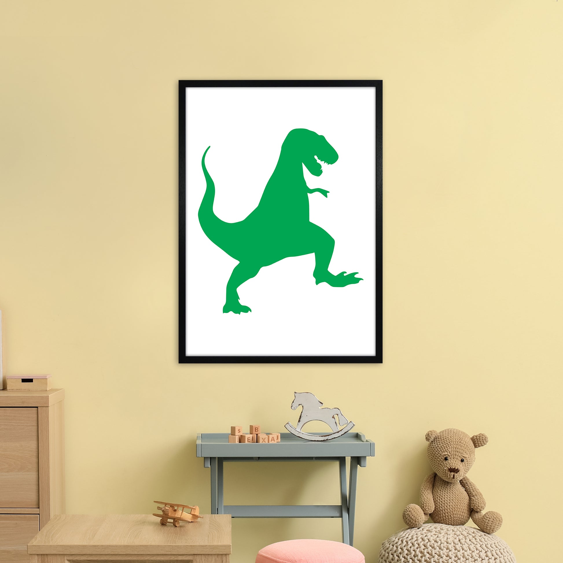 T-Rex Green  Art Print by Pixy Paper A1 White Frame