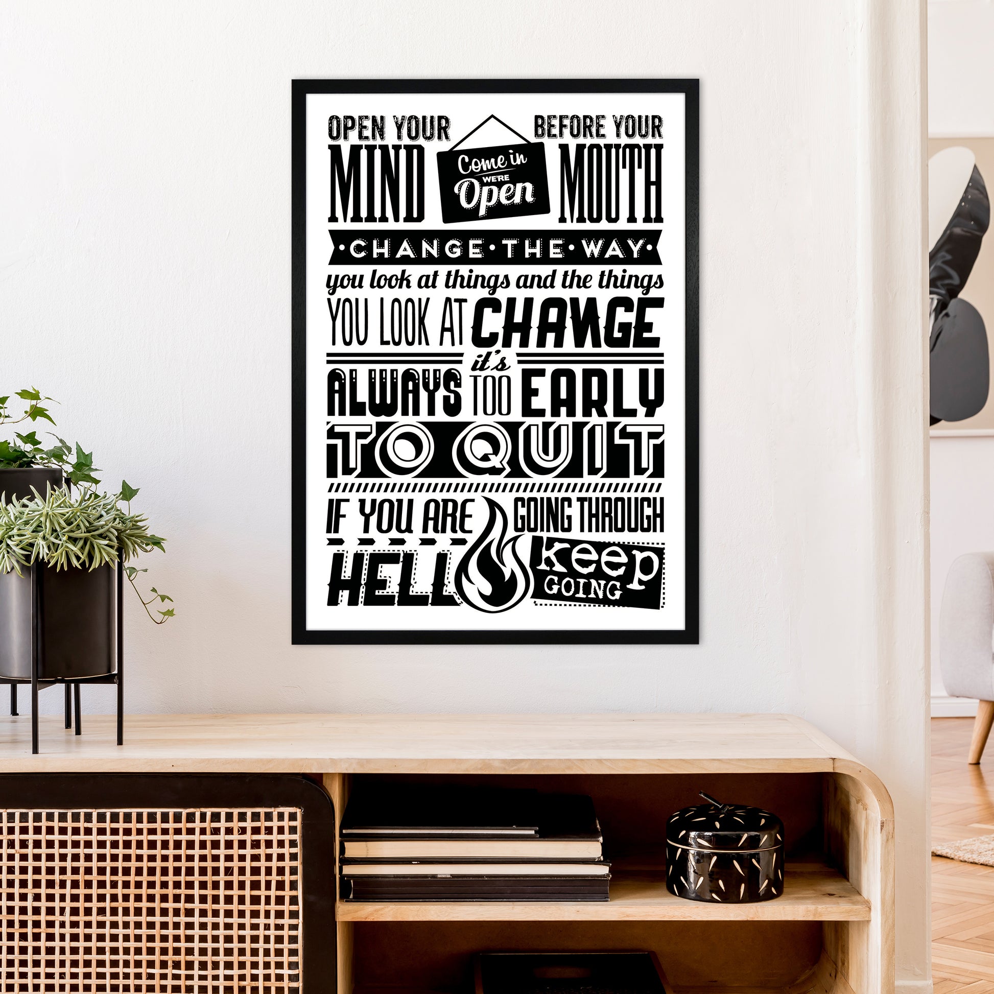 Open Your Mind Vintage  Art Print by Pixy Paper A1 White Frame