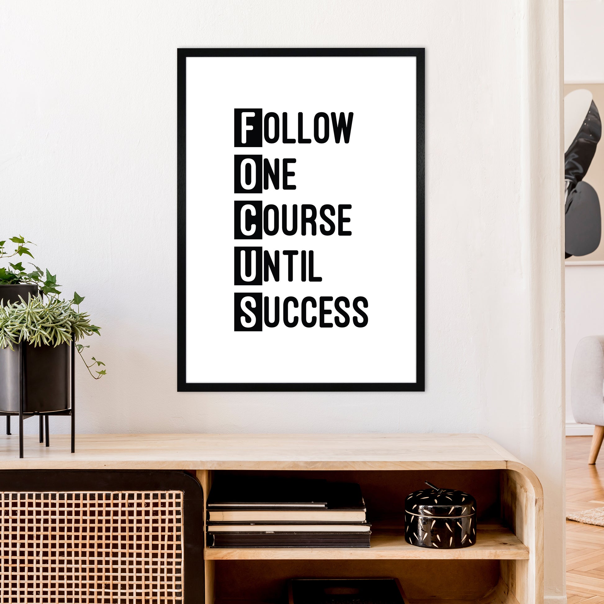 Focus Black  Art Print by Pixy Paper A1 White Frame