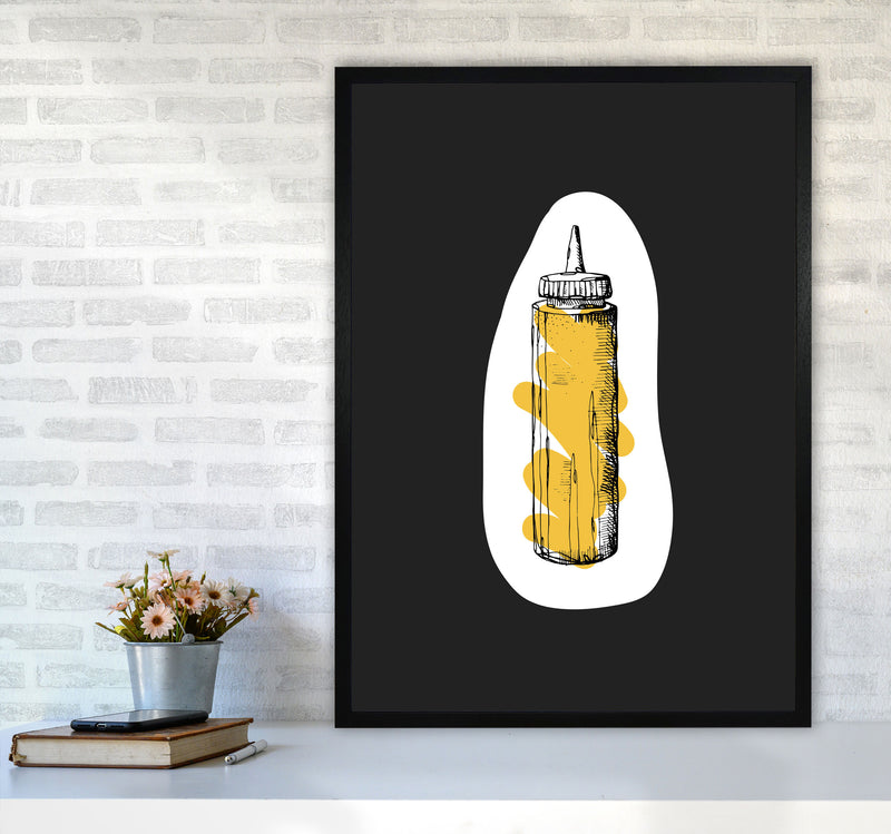 Kitchen Pop Mustard Off Black Art Print by Pixy Paper A1 White Frame