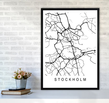 Stockholm Map Art Print by Pixy Paper A1 White Frame