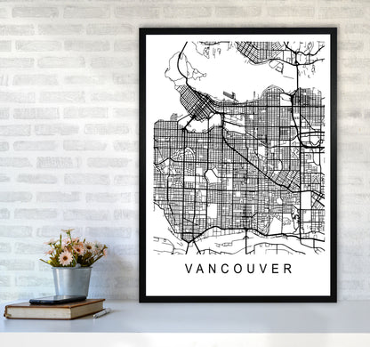 Vancouver Map Art Print by Pixy Paper A1 White Frame