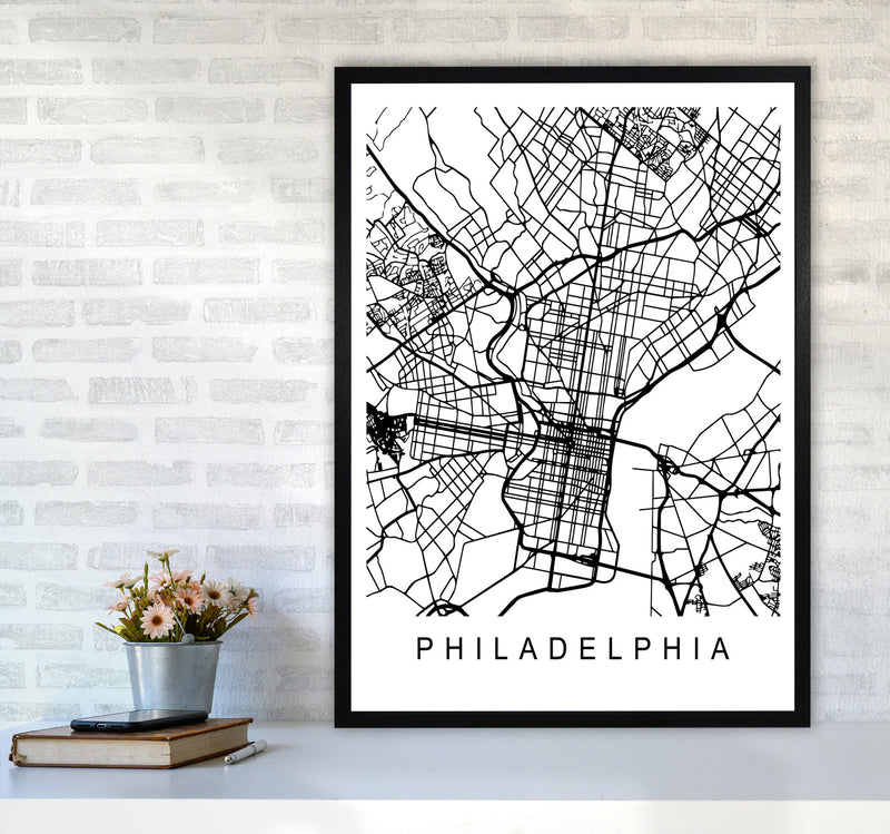 Philadelphia Map Art Print by Pixy Paper A1 White Frame
