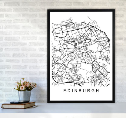 Edinburgh Map Art Print by Pixy Paper A1 White Frame
