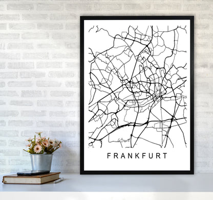 Frankfurt Map Art Print by Pixy Paper A1 White Frame