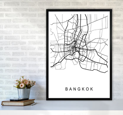 Bangkok Map Art Print by Pixy Paper A1 White Frame