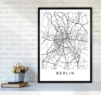 Berlin Map Art Print by Pixy Paper A1 White Frame