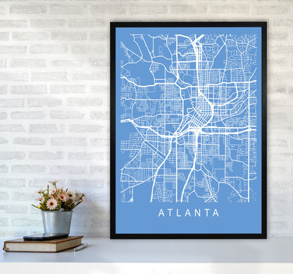 Atlanta Map Blueprint Art Print by Pixy Paper A1 White Frame