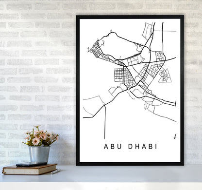 Abu Dhabi Map Art Print by Pixy Paper A1 White Frame