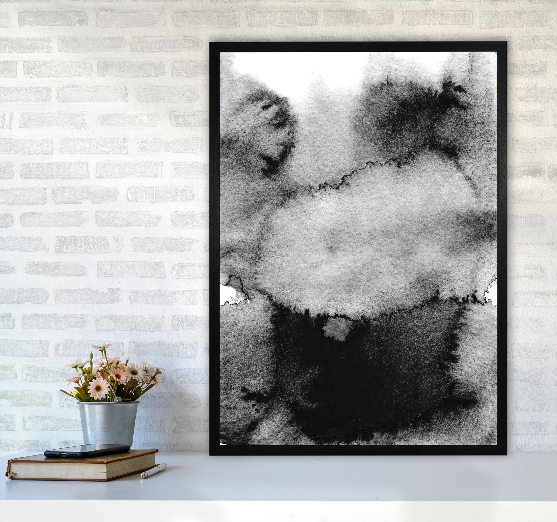 Majestic Monochrome Watercolour 14 Art Print by Pixy Paper A1 White Frame