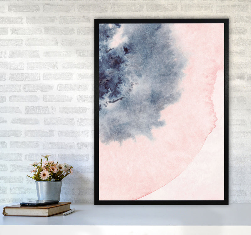 Sand Pink and Navy Watercolour 05 Art Print by Pixy Paper A1 White Frame