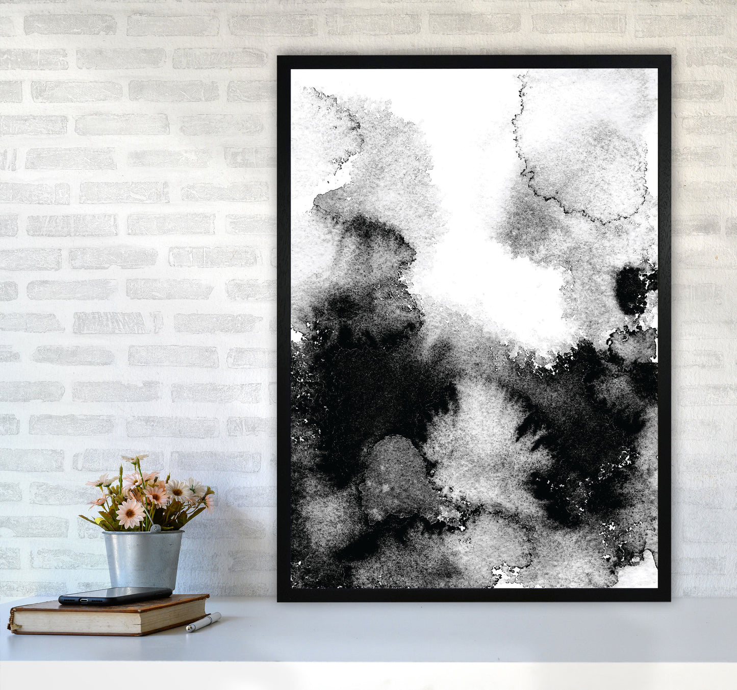 Majestic Monochrome Watercolour 12 Art Print by Pixy Paper A1 White Frame