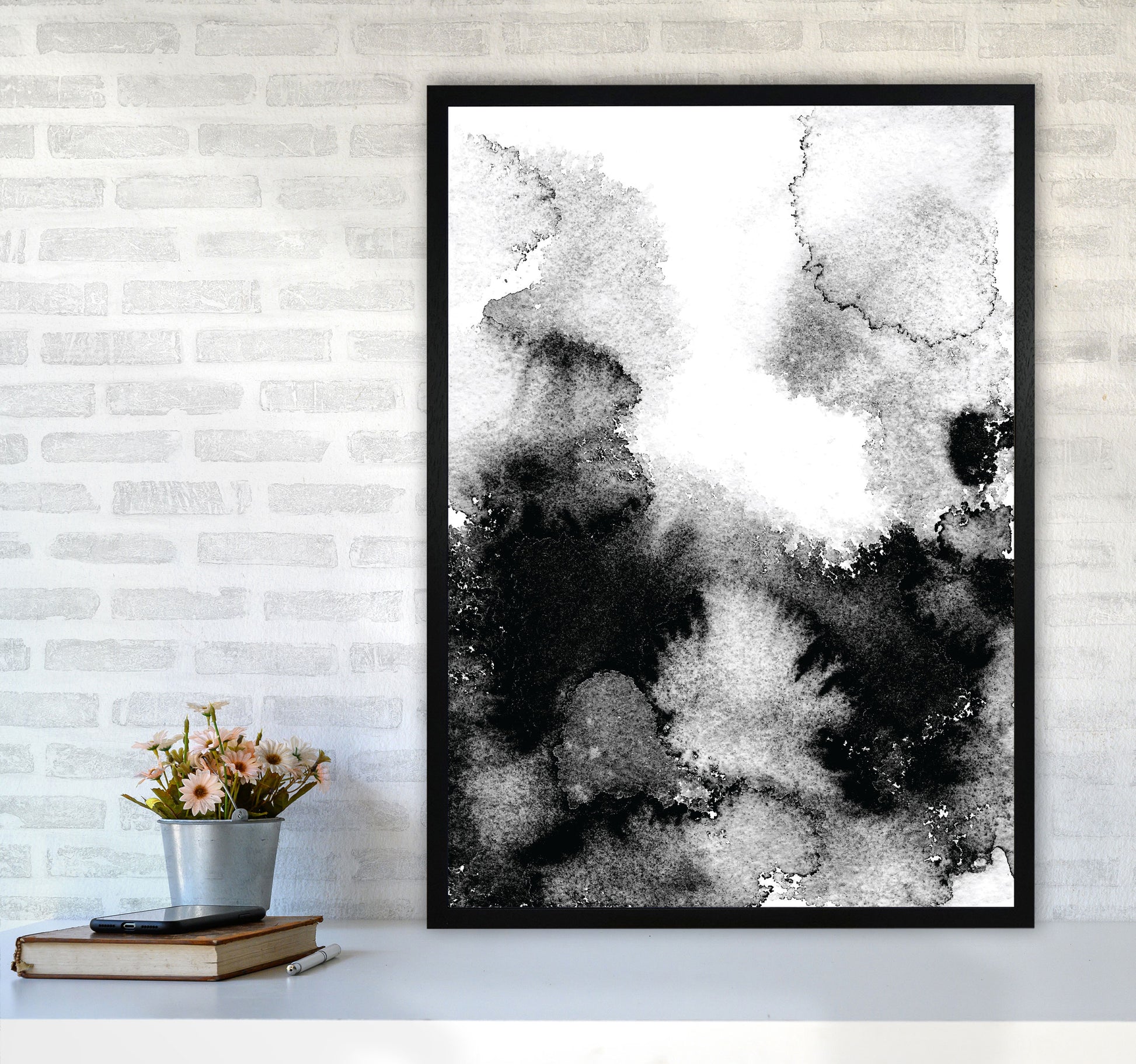 Majestic Monochrome Watercolour 12 Art Print by Pixy Paper A1 White Frame