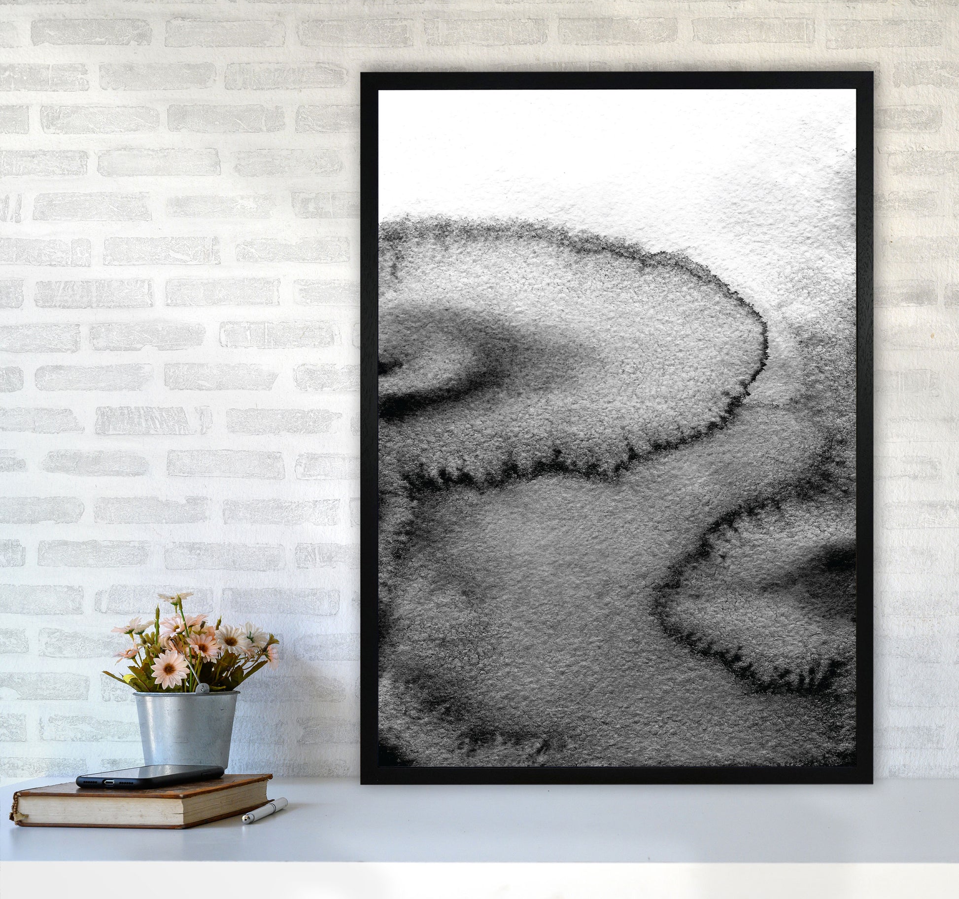 Majestic Monochrome Watercolour 15 Art Print by Pixy Paper A1 White Frame
