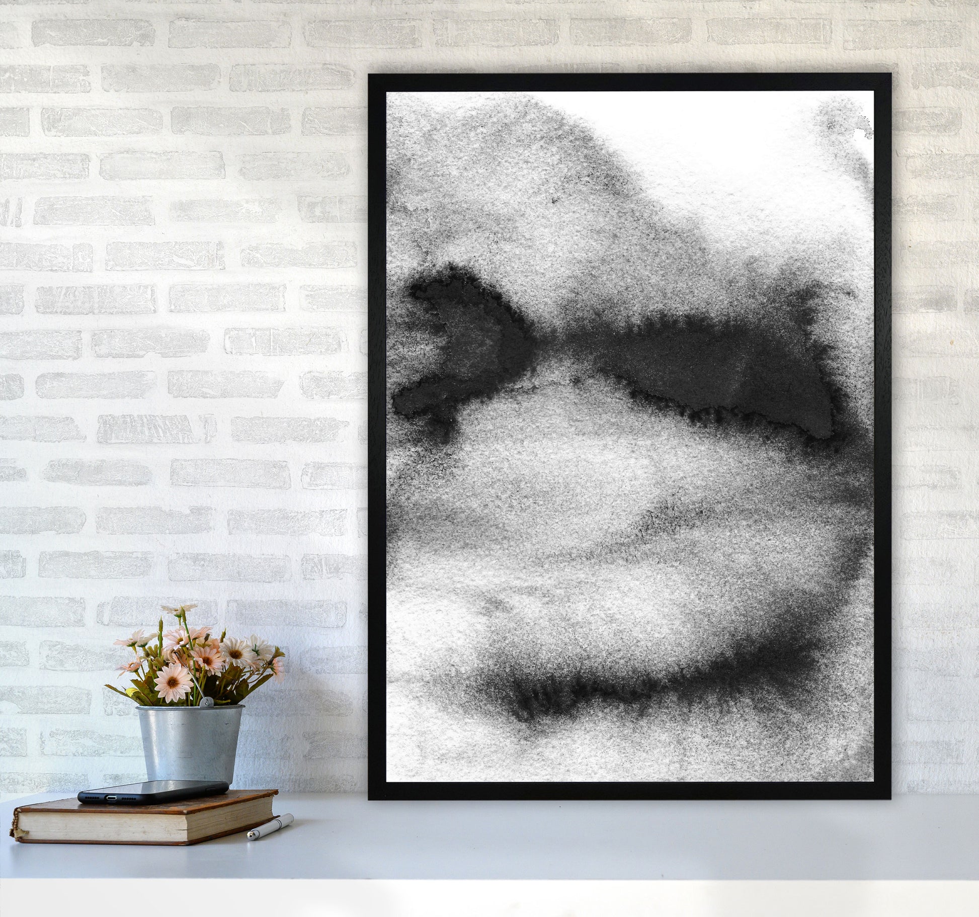 Majestic Monochrome Watercolour 08 Art Print by Pixy Paper A1 White Frame