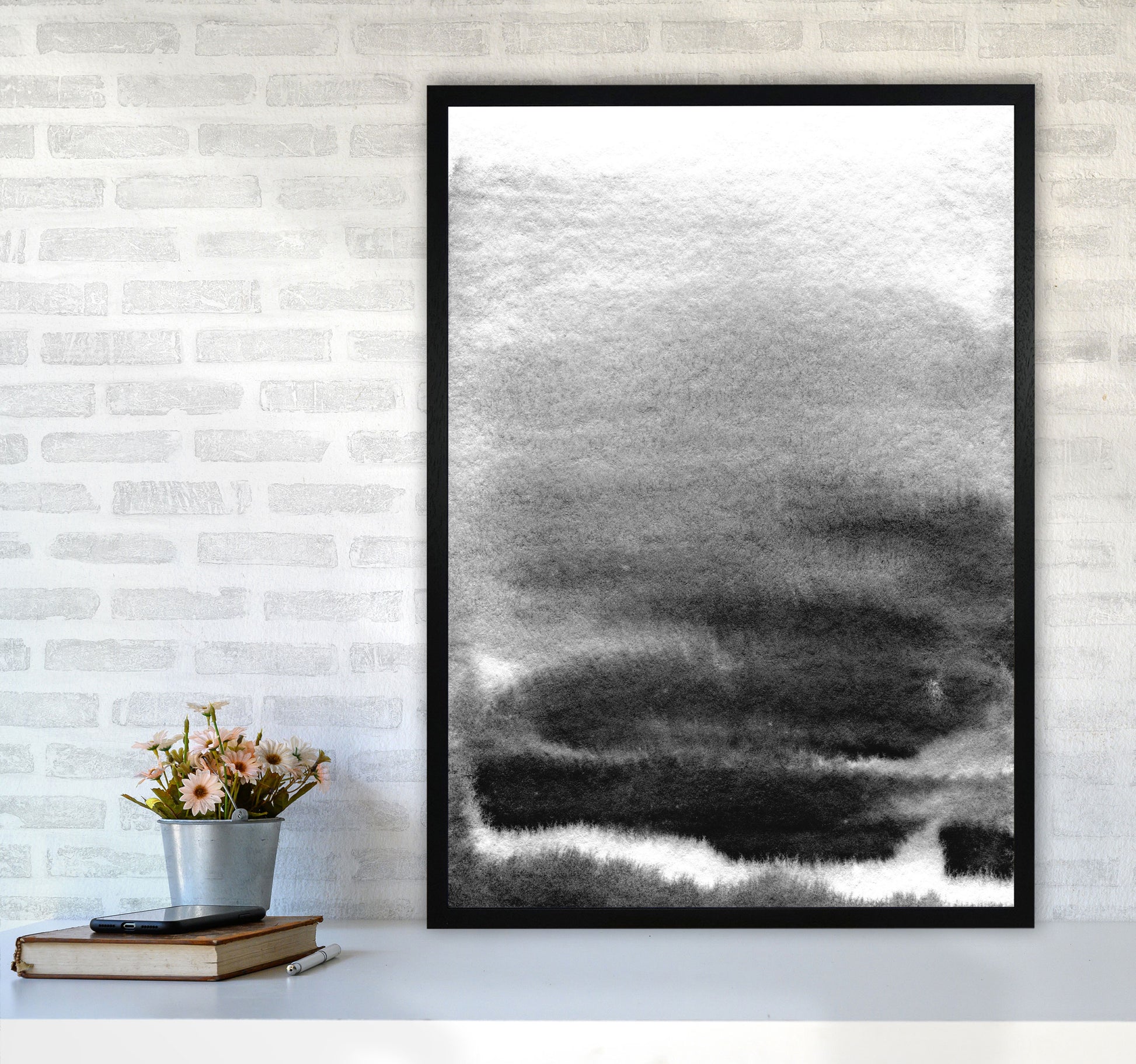 Majestic Monochrome Watercolour 02 Art Print by Pixy Paper A1 White Frame