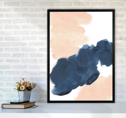 Aztec Blush and Navy Watercolour 02 Art Print by Pixy Paper A1 White Frame