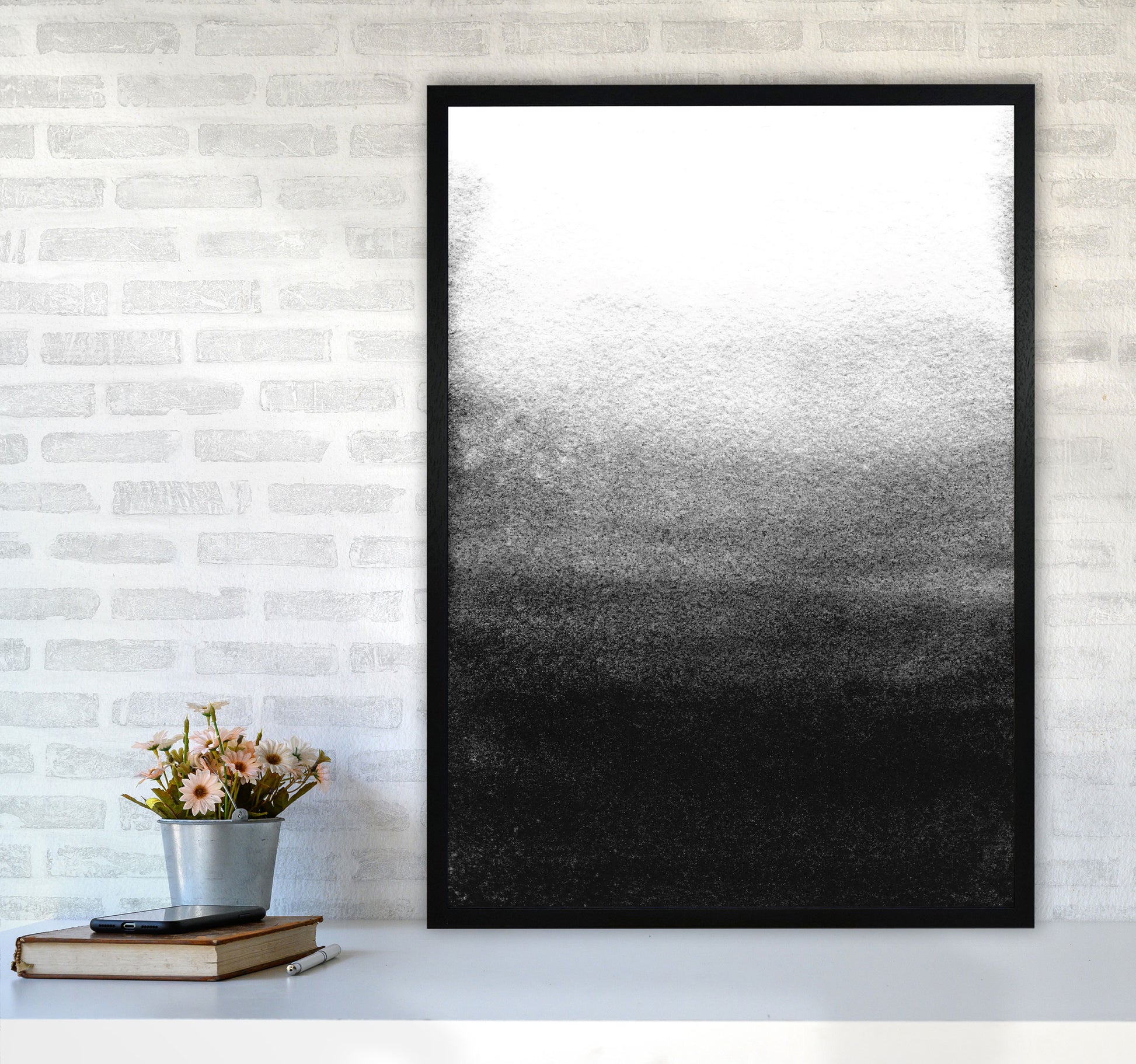 Majestic Monochrome Watercolour 07 Art Print by Pixy Paper A1 White Frame