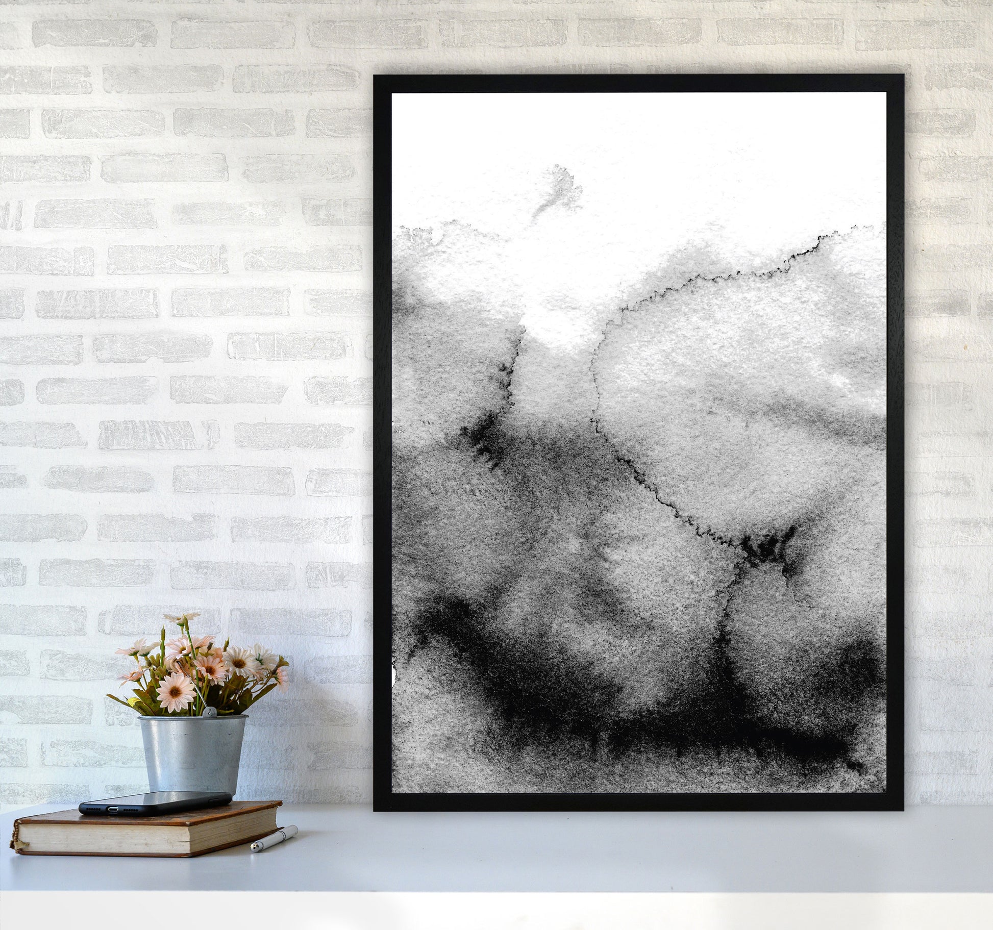 Majestic Monochrome Watercolour 09 Art Print by Pixy Paper A1 White Frame