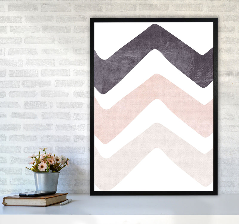 Zig zags pink cotton Art Print by Pixy Paper A1 White Frame