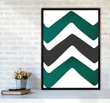Zig zags emerald Art Print by Pixy Paper A1 White Frame