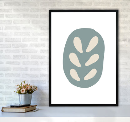 Inspired Teal Floral Abstract Art Print by Pixy Paper A1 White Frame