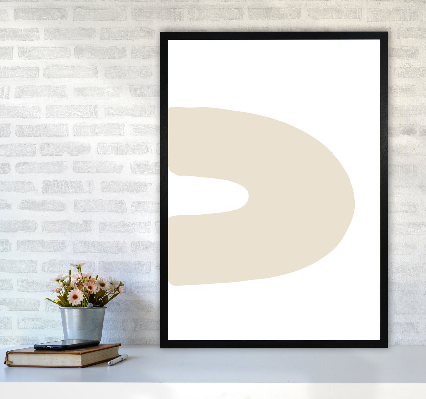 Inspired Side Beige Rainbow Art Print by Pixy Paper A1 White Frame