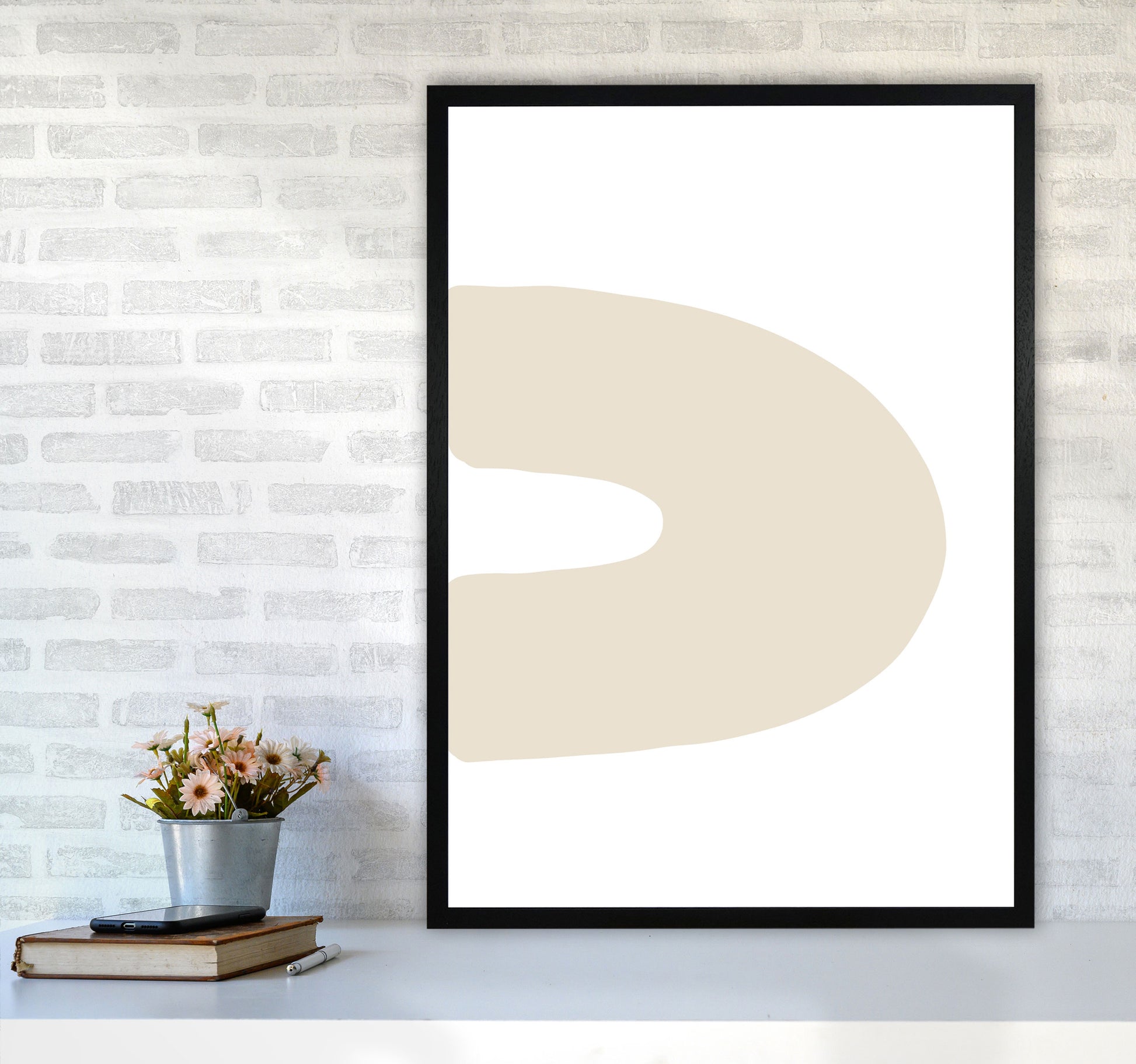 Inspired Side Beige Rainbow Art Print by Pixy Paper A1 White Frame