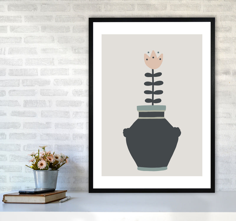 Inspired Plant Pot Stone Art Print by Pixy Paper A1 White Frame