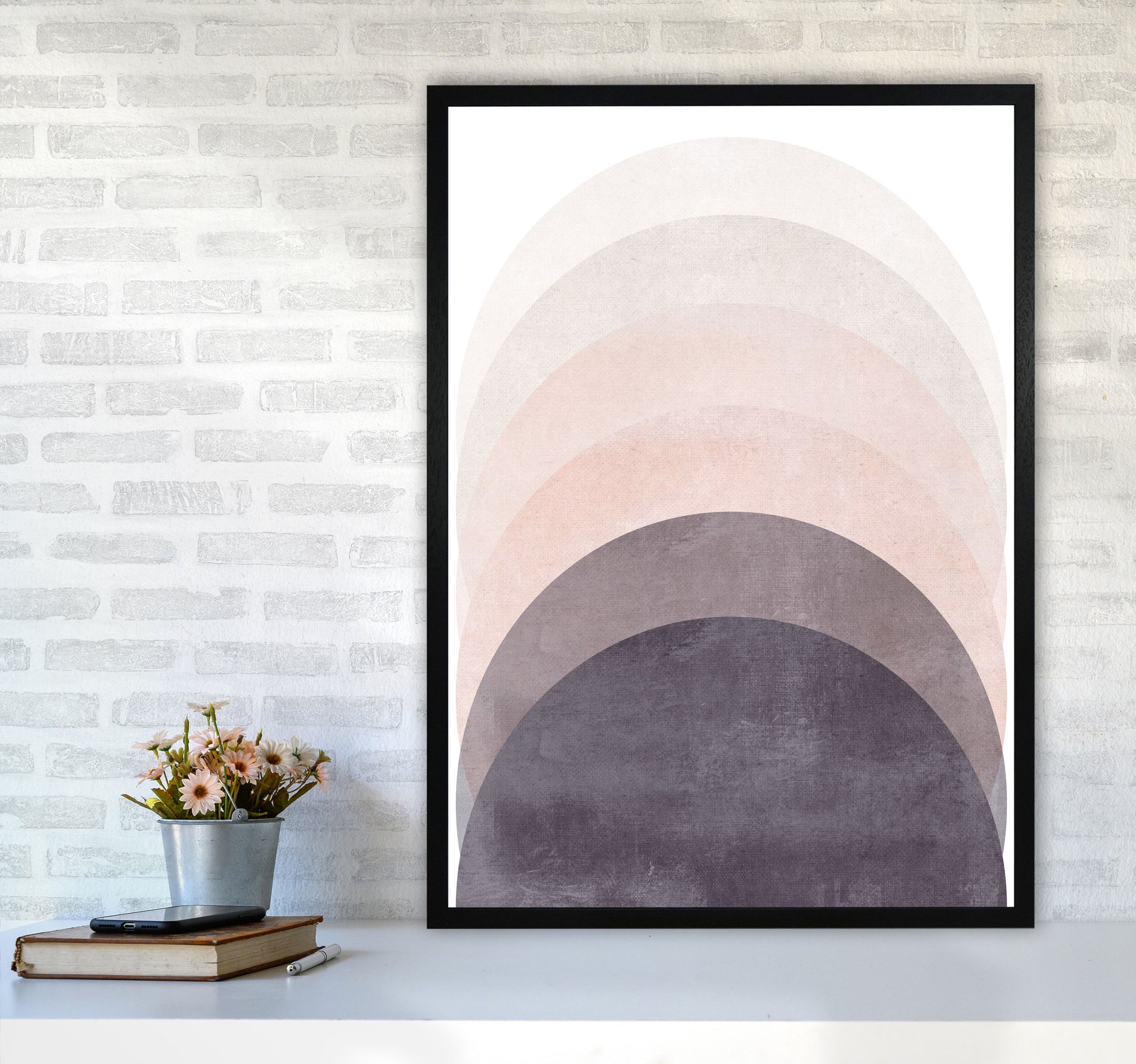 Gradient Sun rising cotton pink Art Print by Pixy Paper A1 White Frame