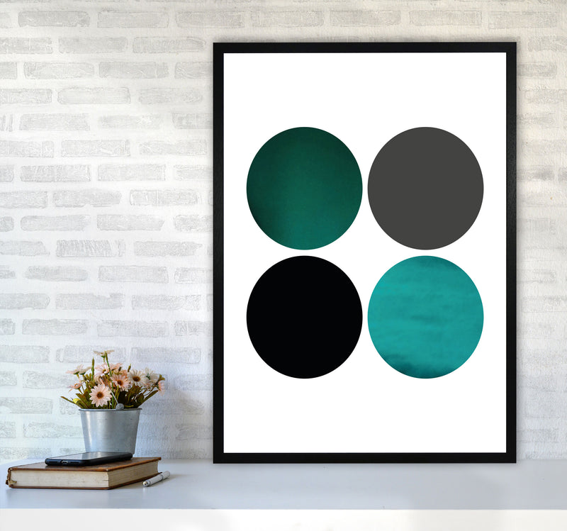 Circles Emerald Art Print by Pixy Paper A1 White Frame