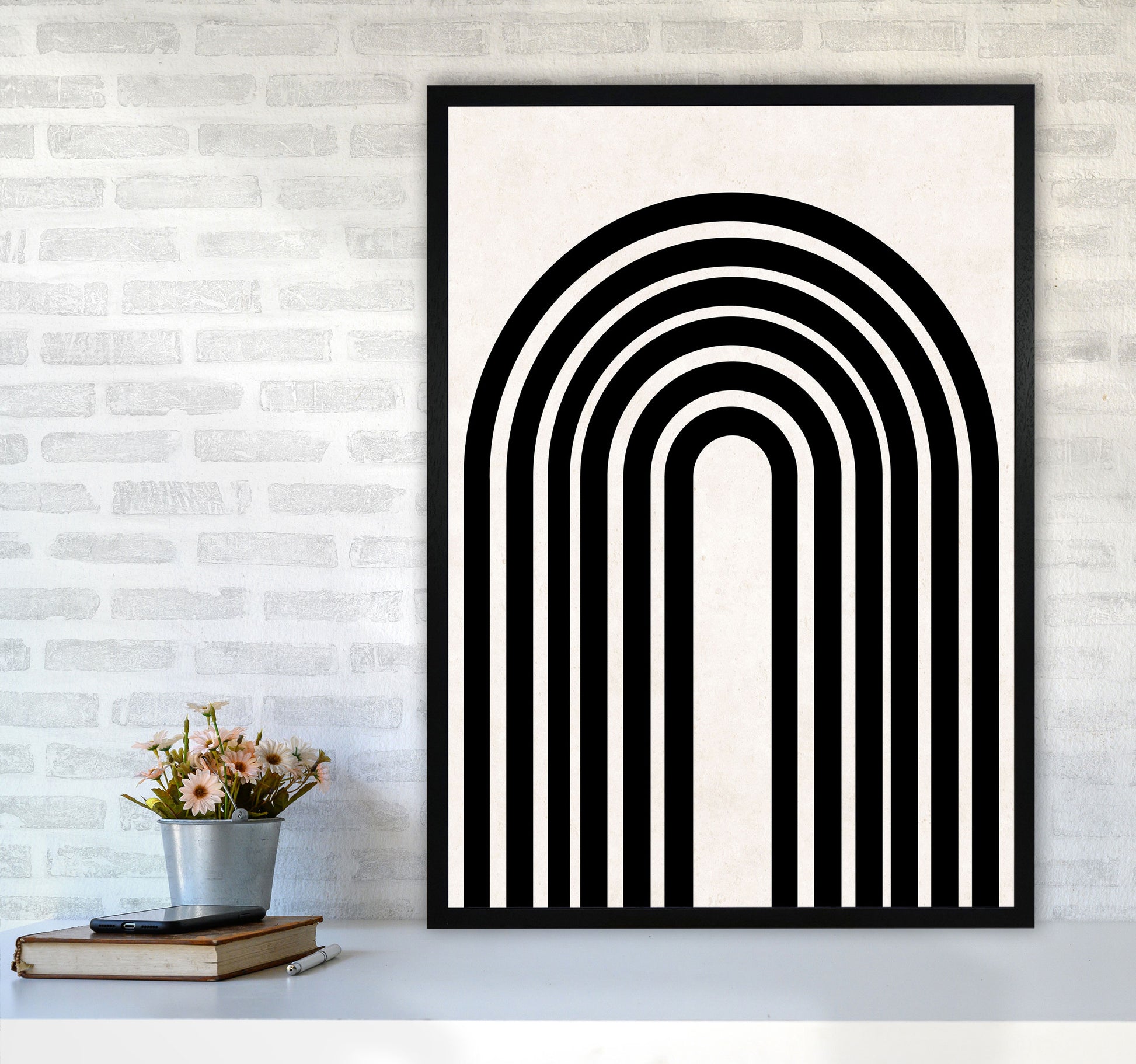 Black rainbow Art Print by Pixy Paper A1 White Frame