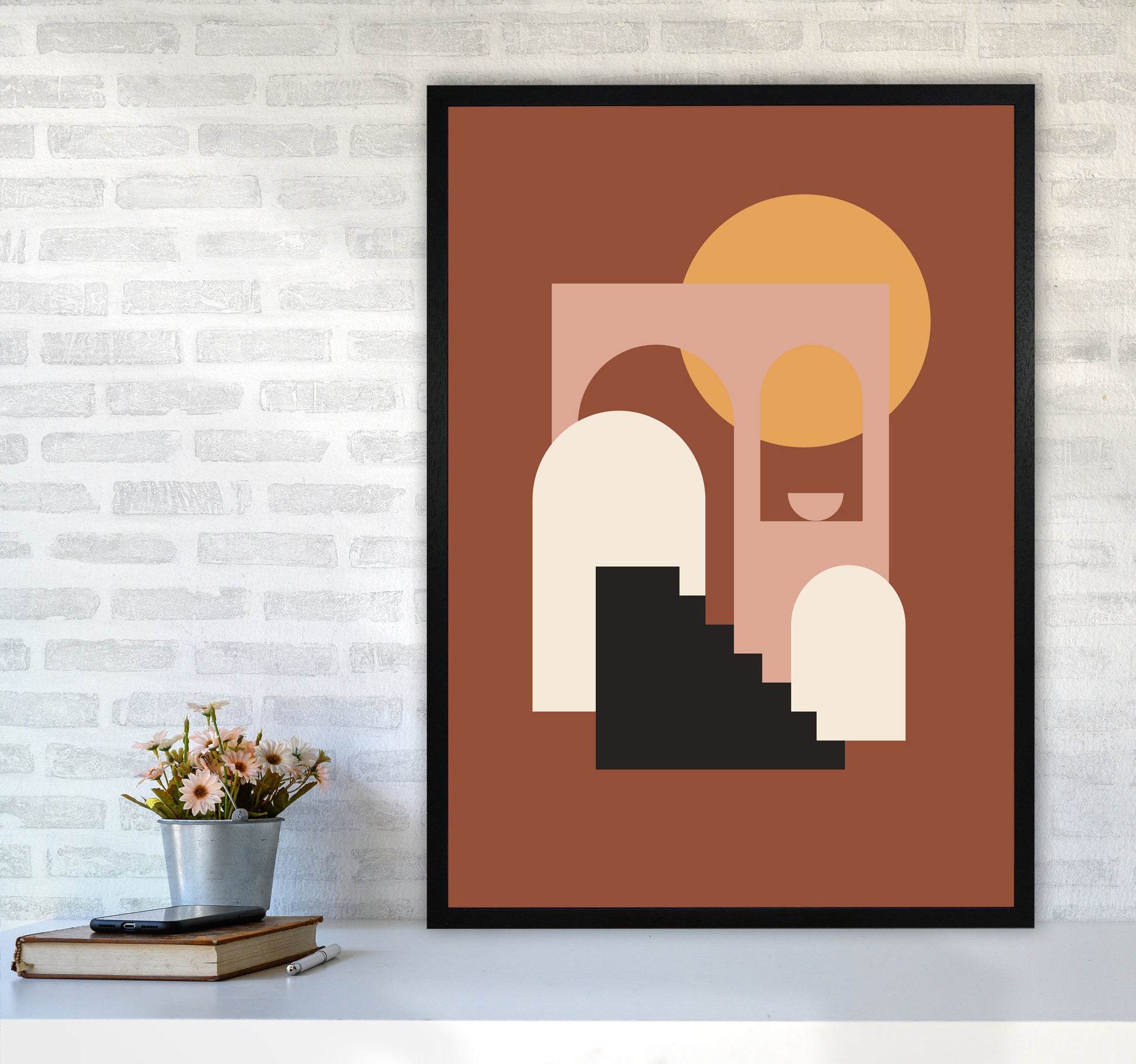Autumn Sienna abstract Art Print by Pixy Paper A1 White Frame