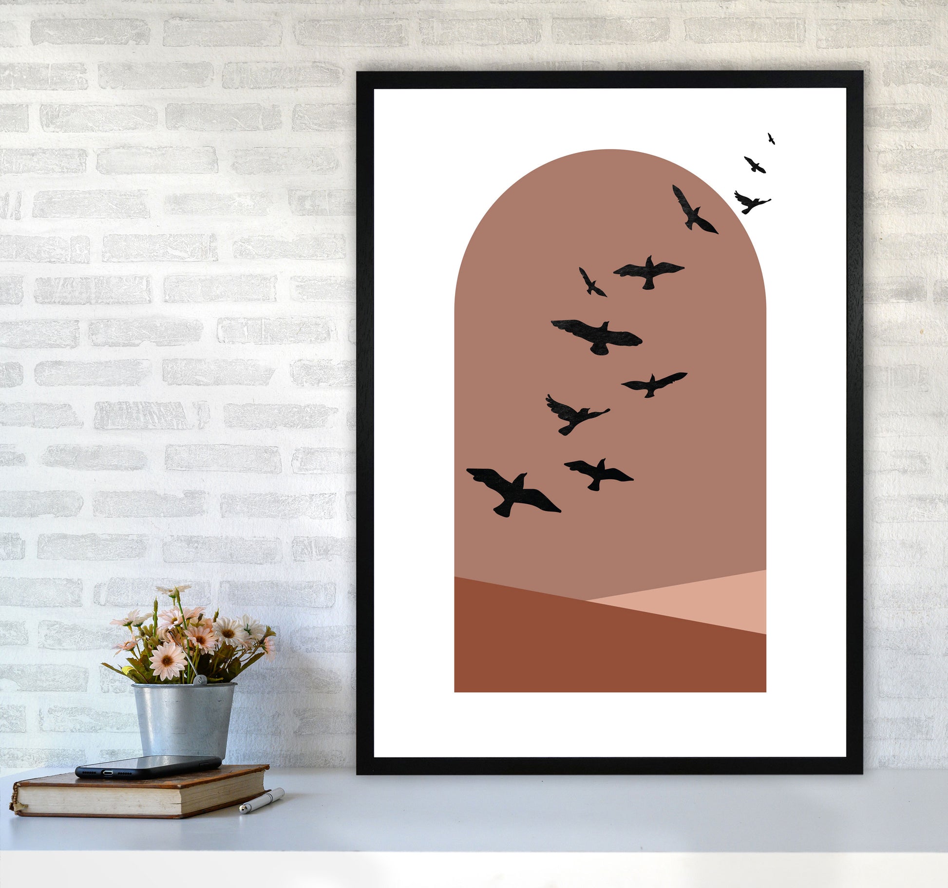 Autumn Saffron abstract Art Print by Pixy Paper A1 White Frame