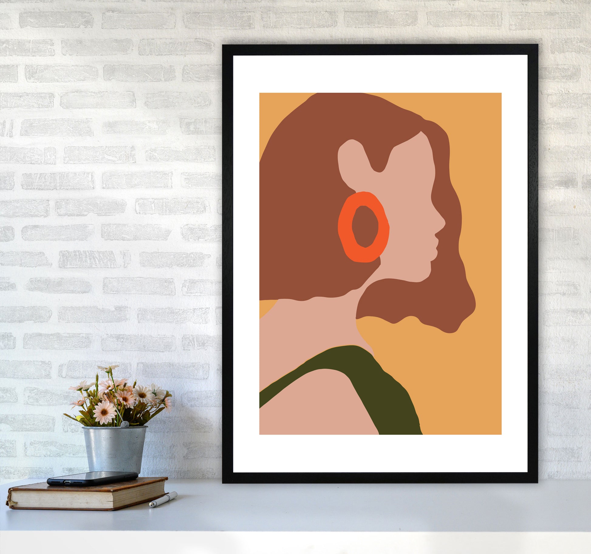 Autumn Amber abstract Art Print by Pixy Paper A1 White Frame