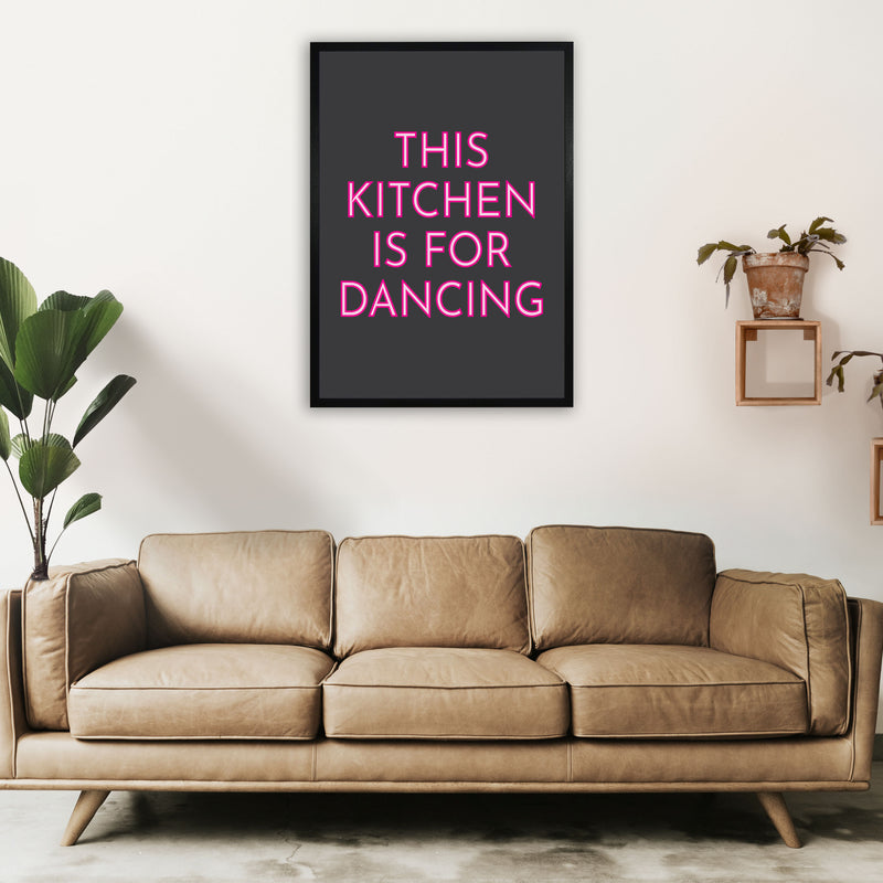 This Kitchen Is For Dancing Neon Art Print by Pixy Paper A1 White Frame