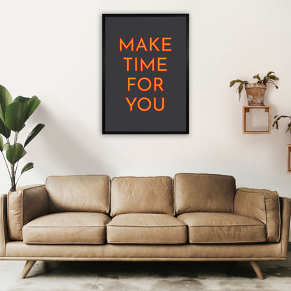 Make Time For You Neon Art Print by Pixy Paper A1 White Frame