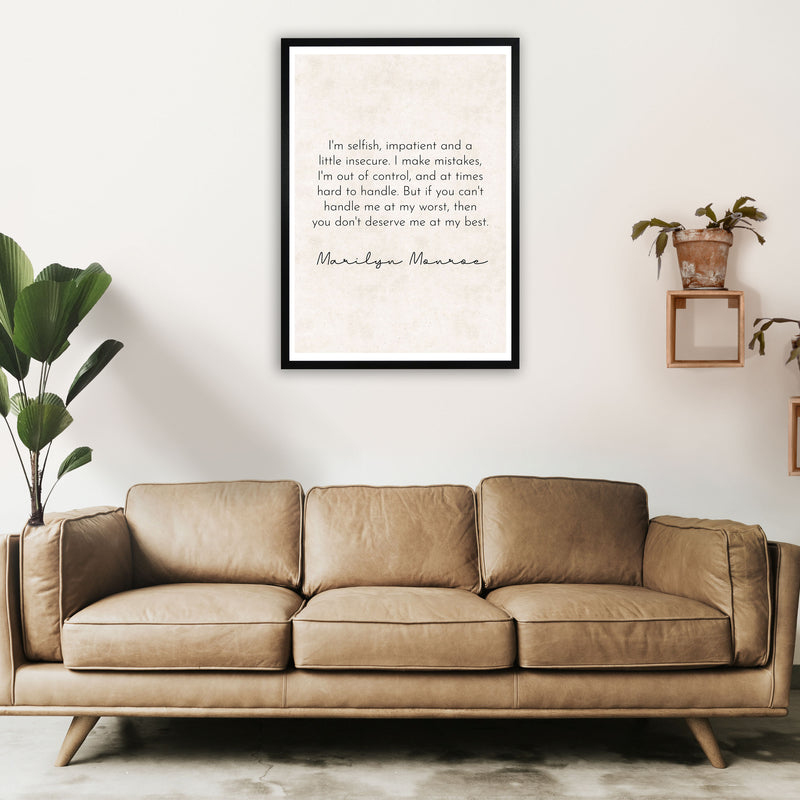 I'm Selfish - Marilyn Monroe Art Print by Pixy Paper A1 White Frame