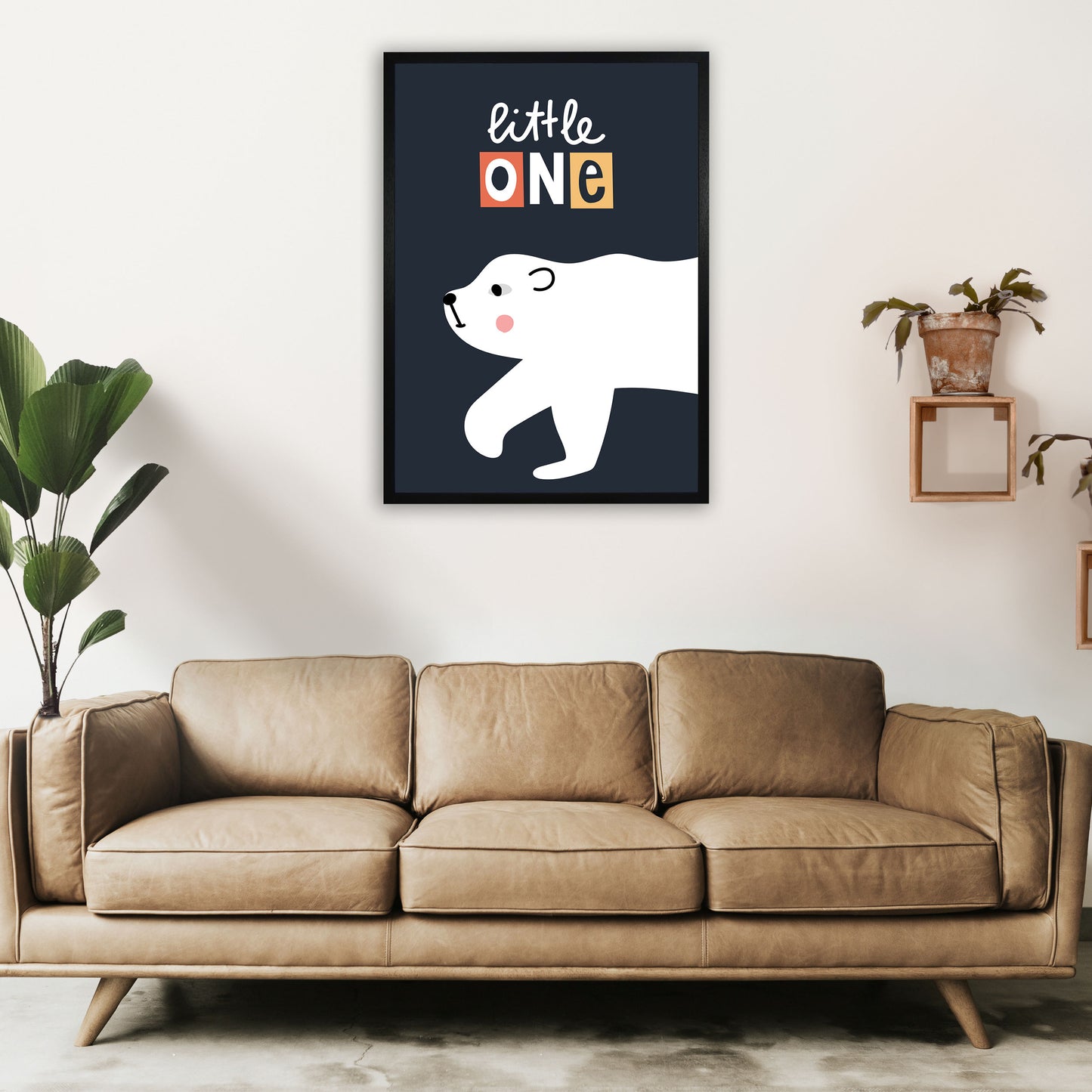 Little one polar bear Art Print by Pixy Paper A1 White Frame