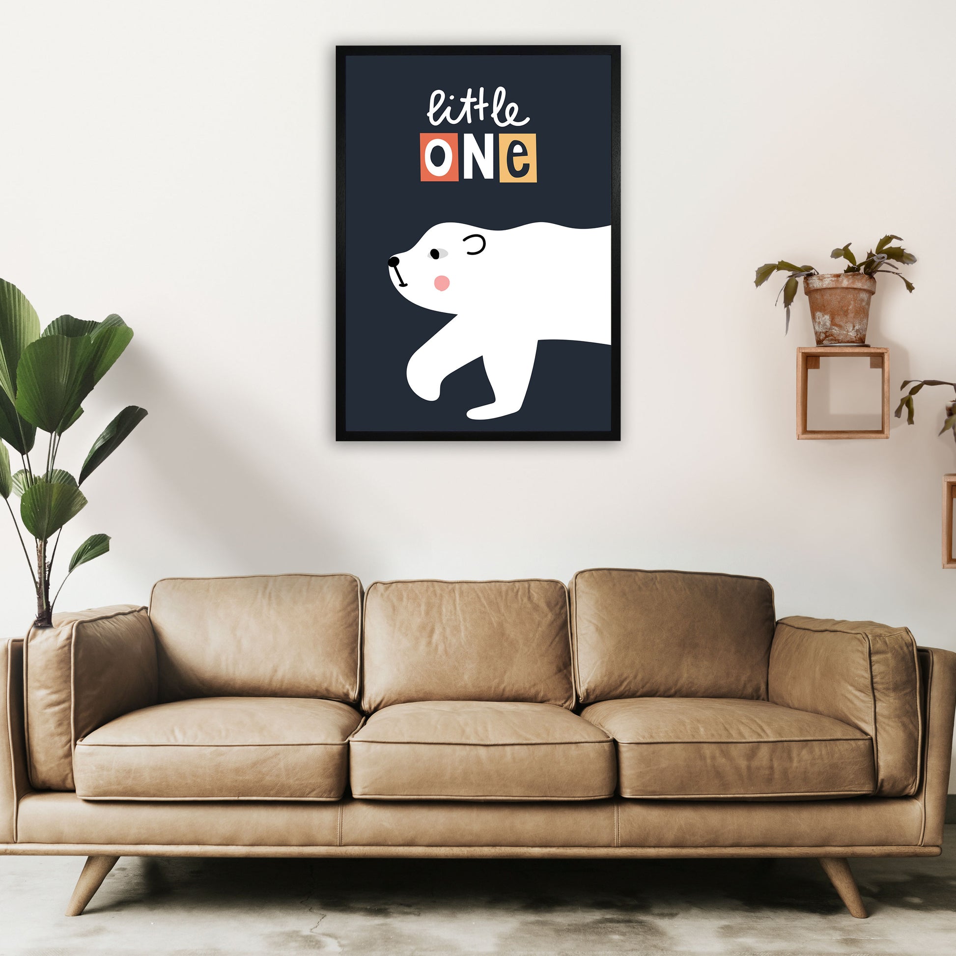 Little one polar bear Art Print by Pixy Paper A1 White Frame