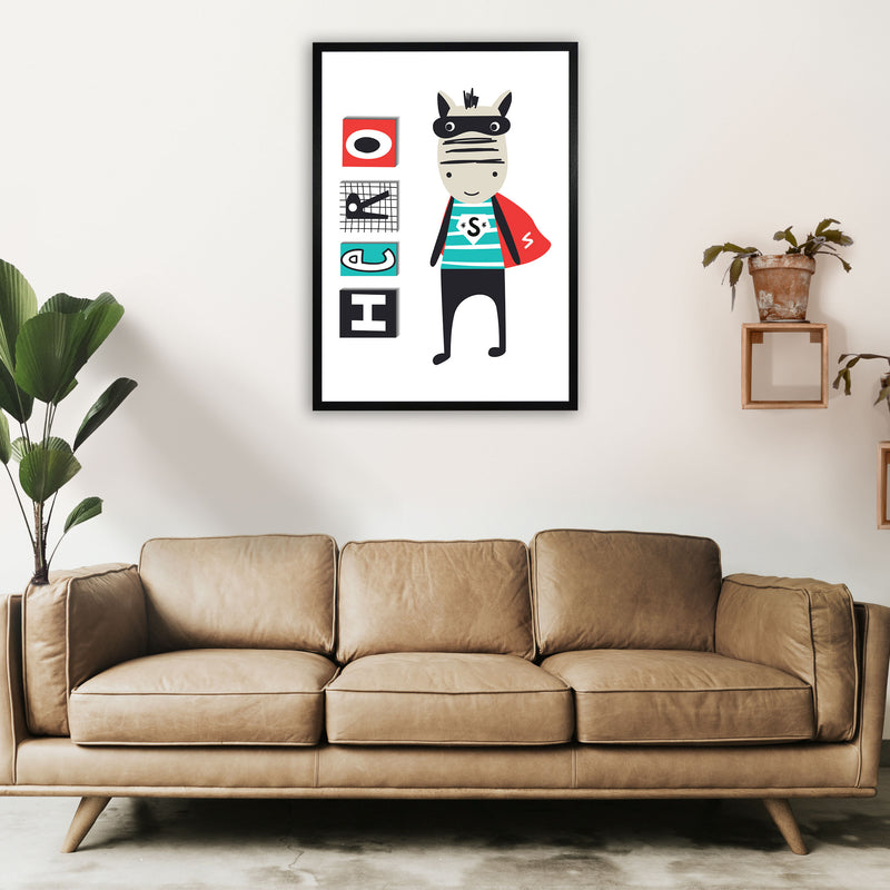 Hero zebra animal Art Print by Pixy Paper A1 White Frame