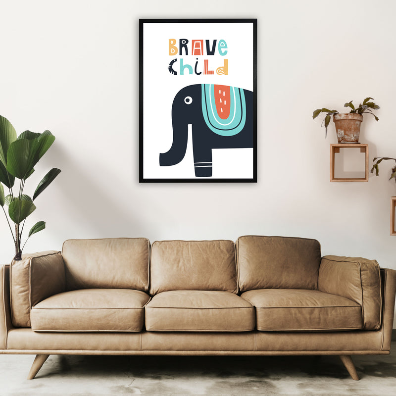 Brave child elephant Art Print by Pixy Paper A1 White Frame