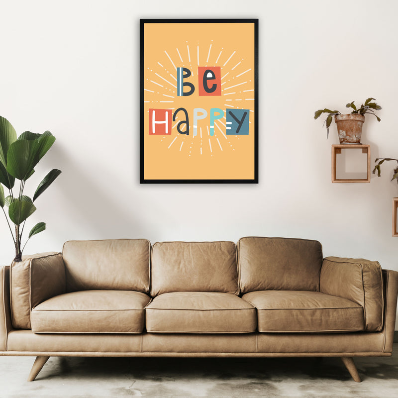 Be happy Neutral kids Art Print by Pixy Paper A1 White Frame