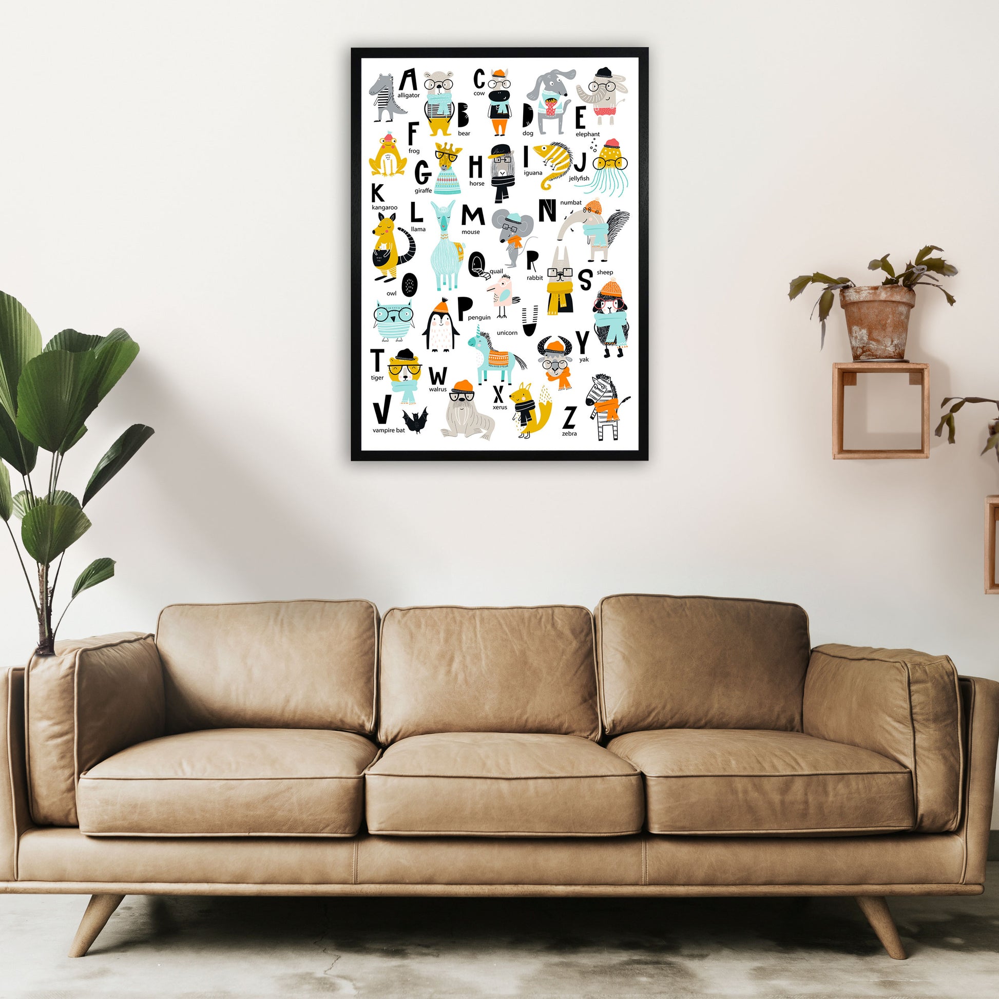 ABC Animals cool Art Print by Pixy Paper A1 White Frame