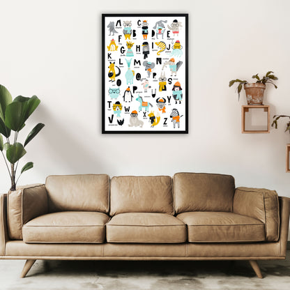 ABC Animals cool Art Print by Pixy Paper A1 White Frame