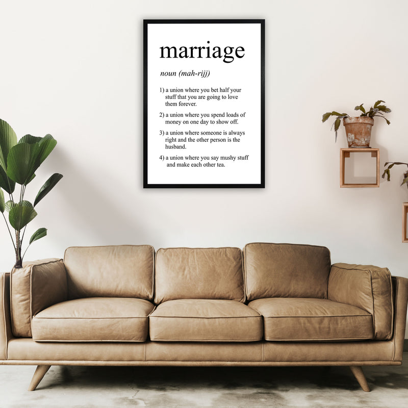 Marriage Definition Art Print by Pixy Paper A1 White Frame