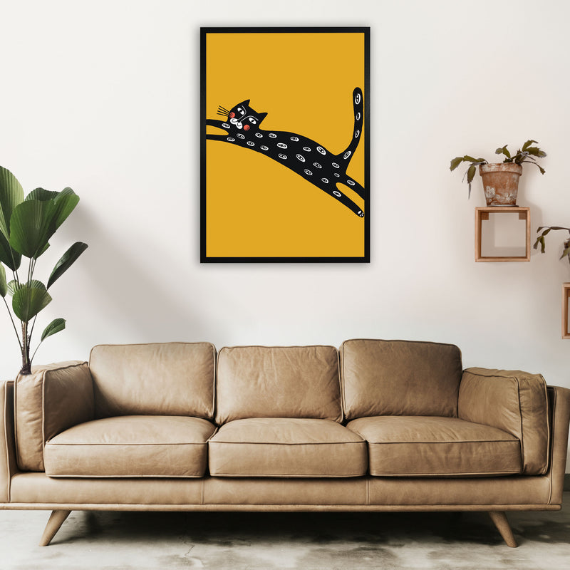 Mustard Cat Art Print by Pixy Paper A1 White Frame