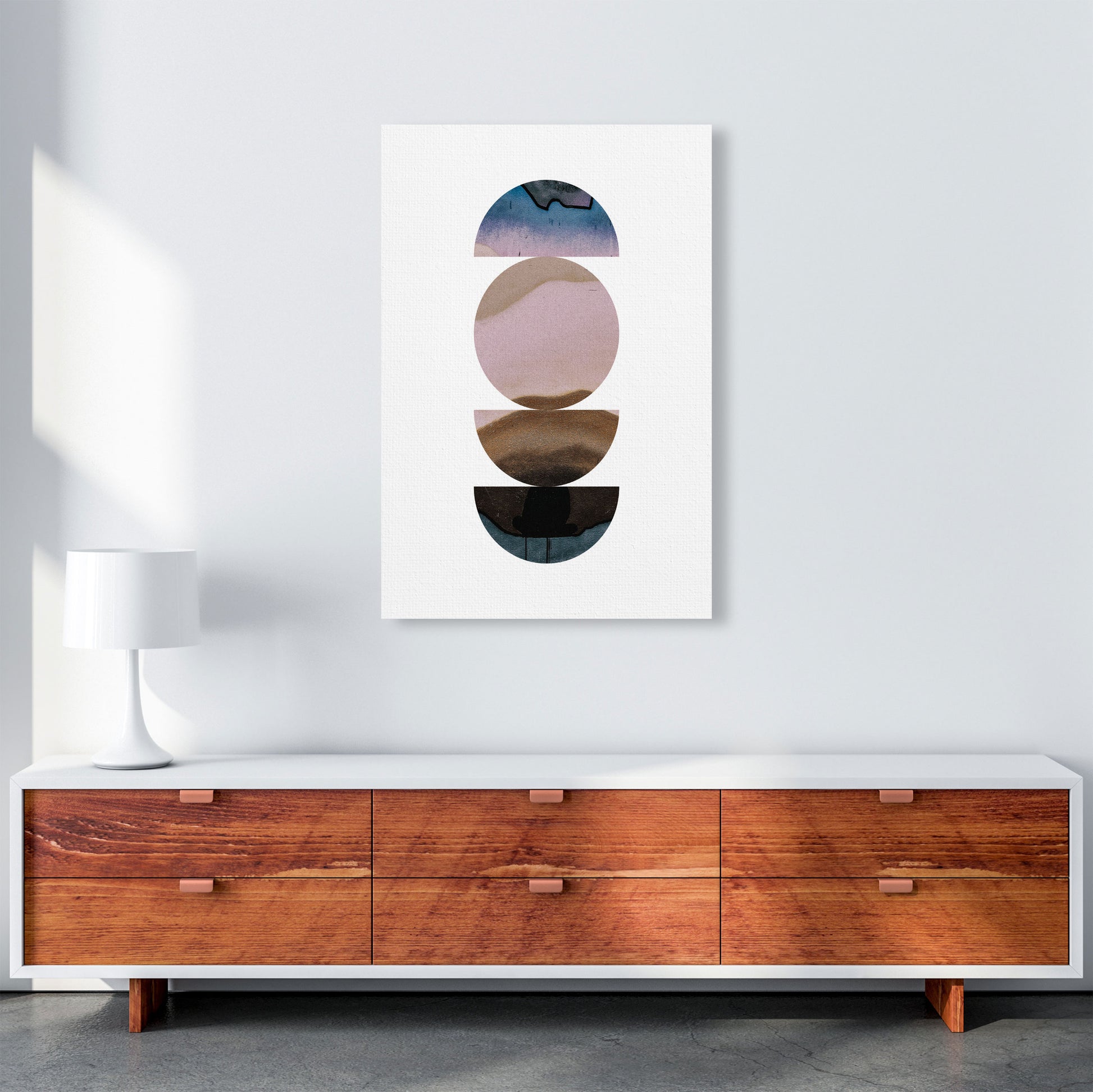 Abstract Circles White Background Modern Print A1 Canvas